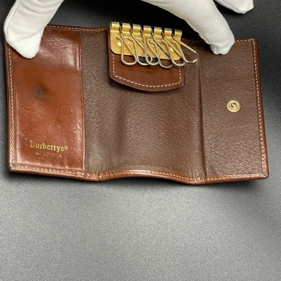 Rare Burberry Vintage Green Novacheck with Horse Pattern Key Holder - Picture 10 of 13